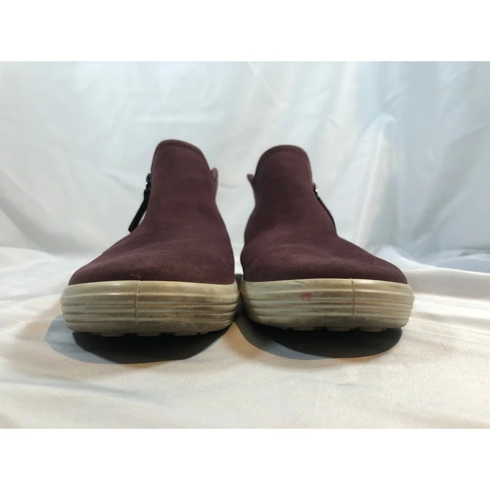 Ecco Soft 7 Tred Zip Burgundy Nubuck Leather Ankle Boots Womens 10 41 430243